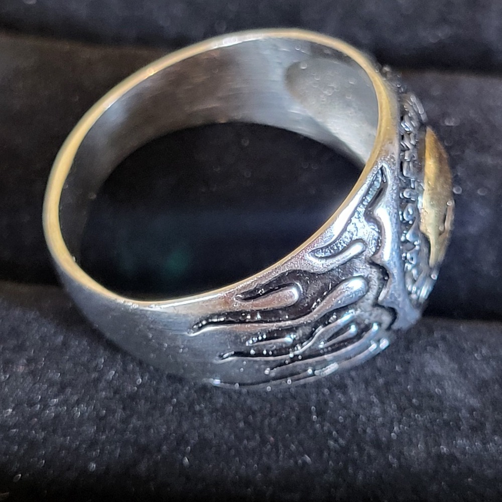 Men's Biker Ring Harley Davidson Motorcycles Gold Skull Size 12 Stainless Steel - Picture 5 of 8